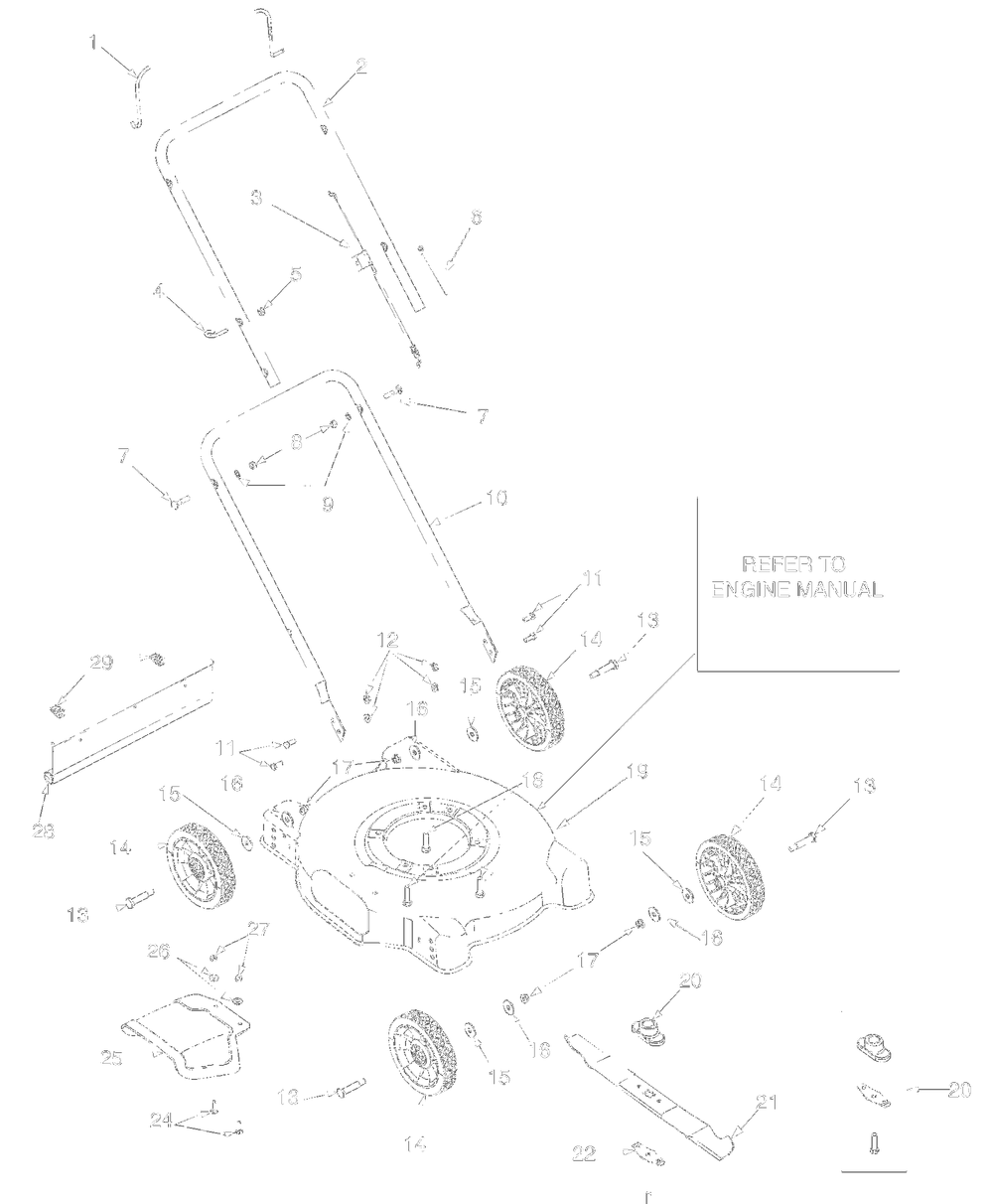 General Assembly Diagram and Parts List for 11A-020B372 1998 Yard Machines Lawn Mower